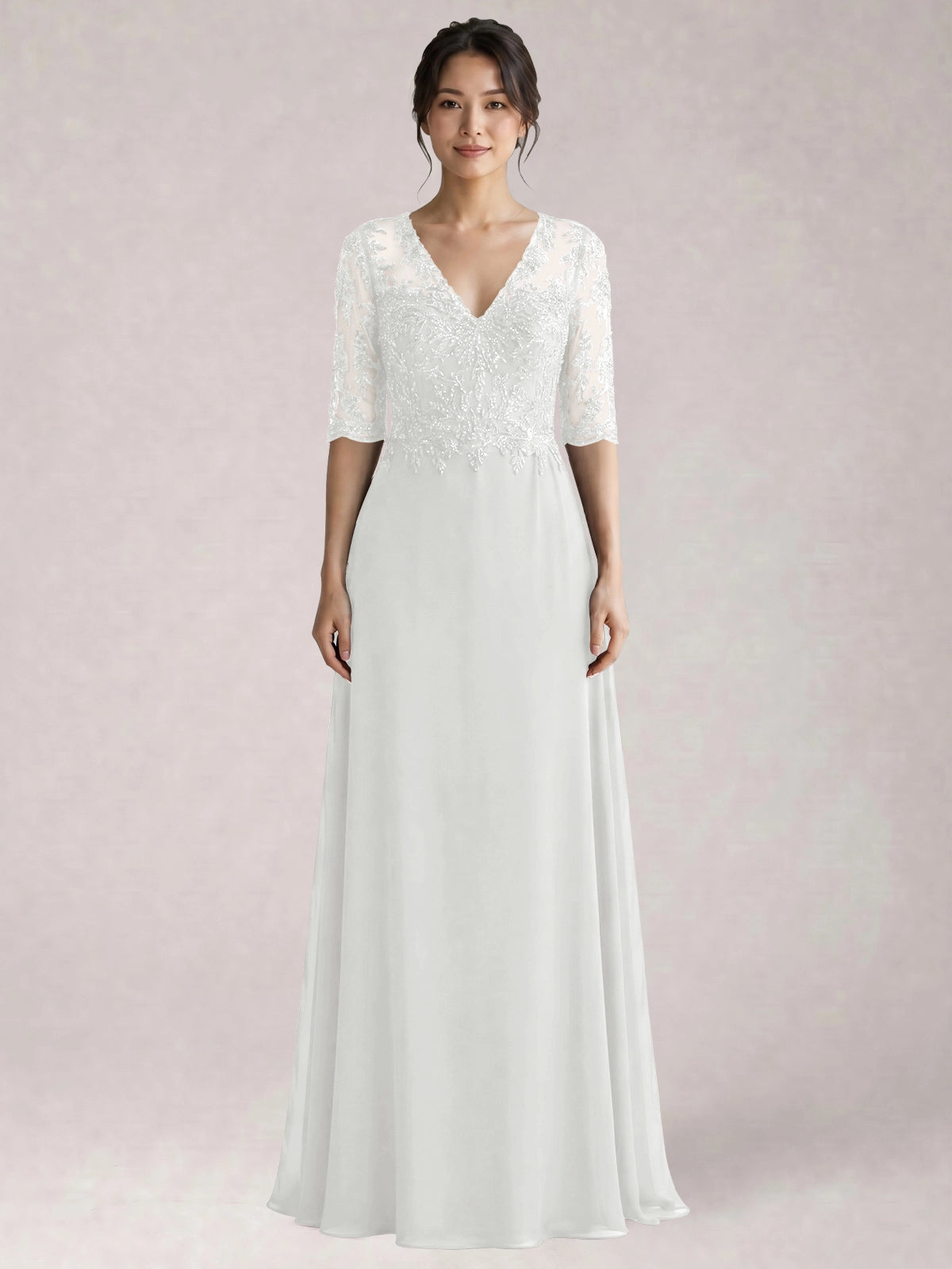Lace Mother of the Bride Dress with Half Sleeves