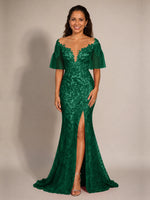 Mermaid Mother of the Bride Dress with V-neck 