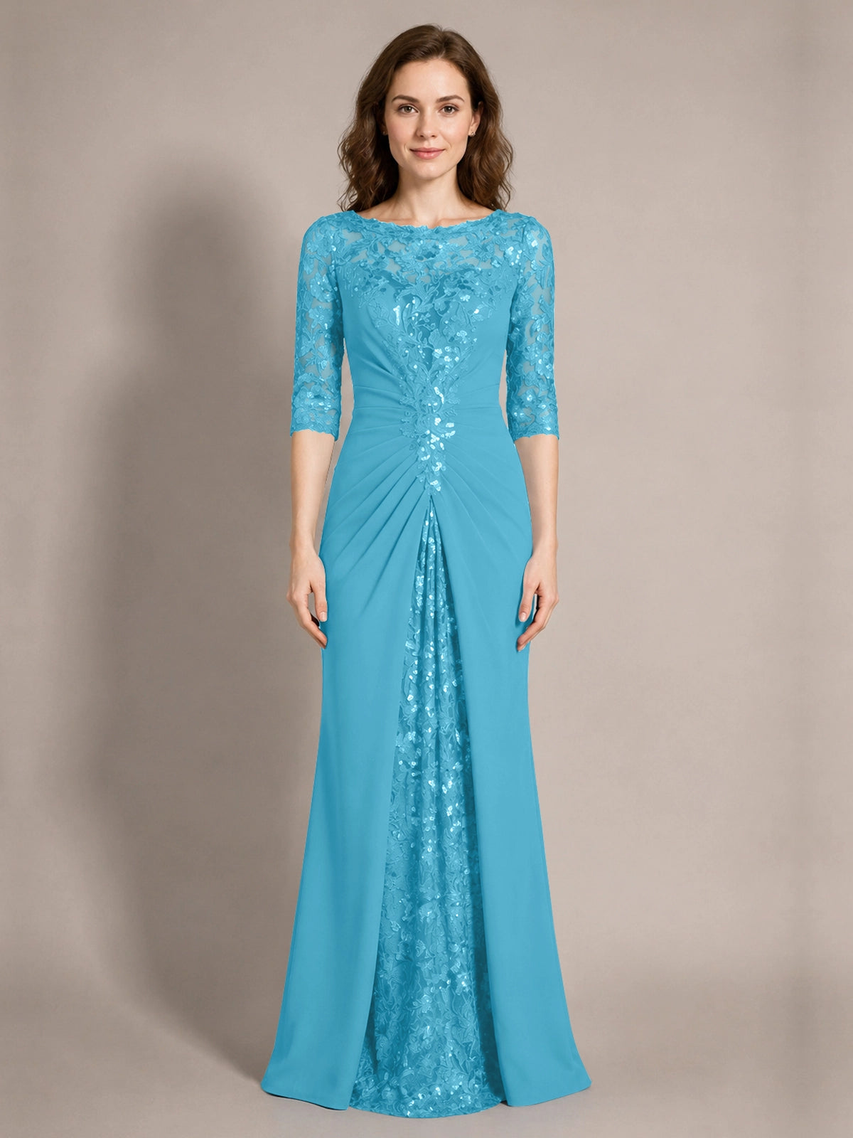 Lace Mother of the Bride Dress with Applique 
