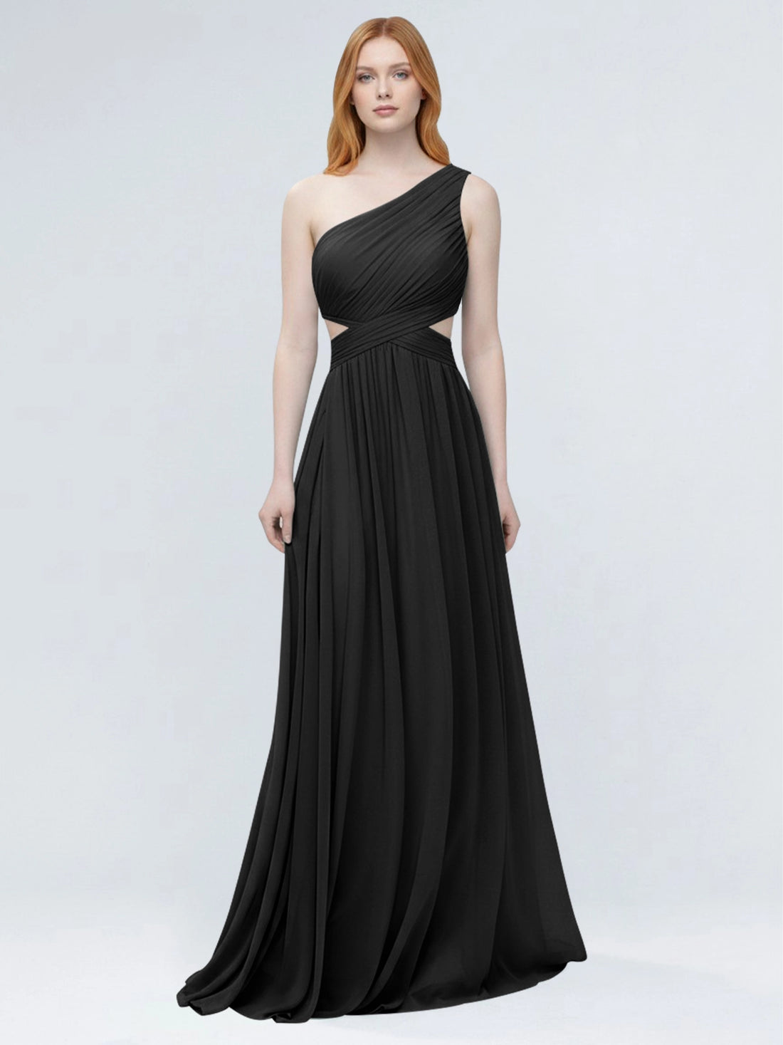 One-Shoulder Side Cut-Out Bridesmaid Dress 