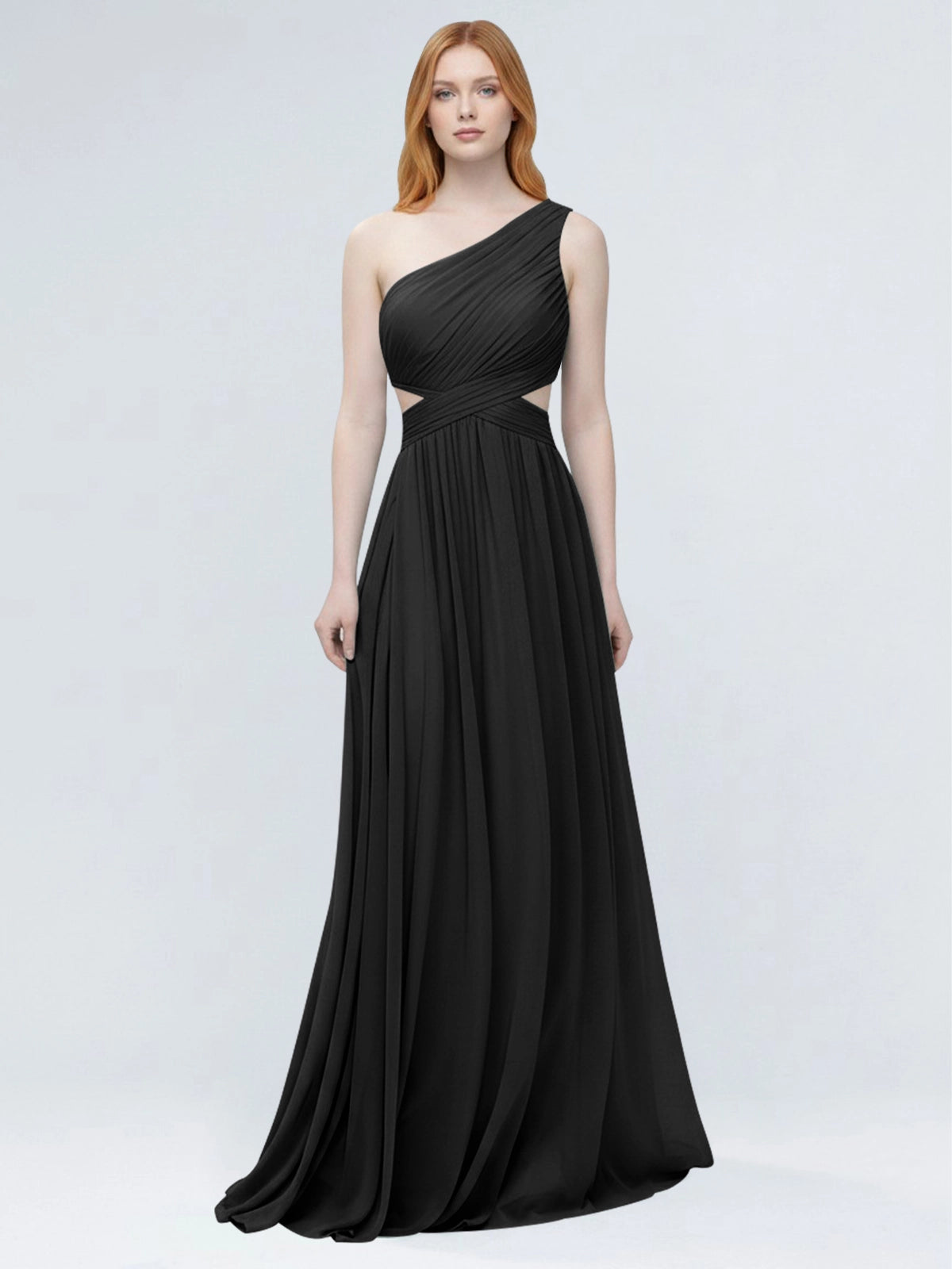 One-Shoulder Side Cut-Out Bridesmaid Dress 