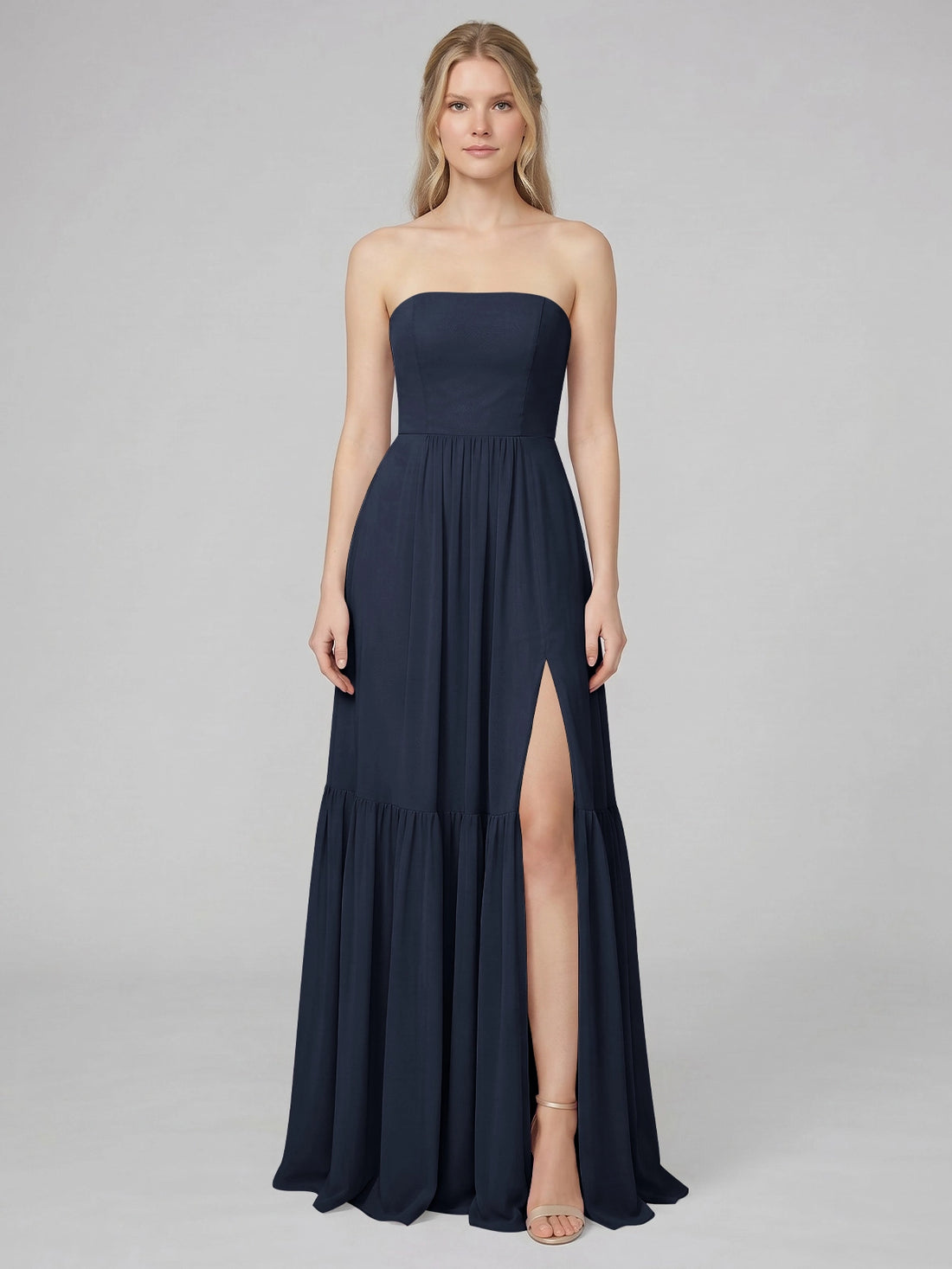 Strapless Bridesmaid Dress with Slit 