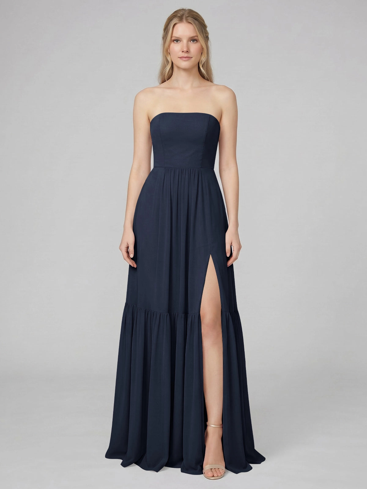 Strapless Bridesmaid Dress with Slit 
