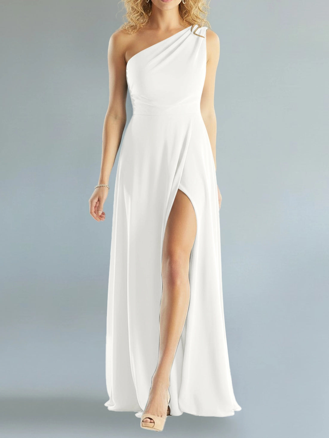 One-Shoulder Bridesmaid Dress with Slit