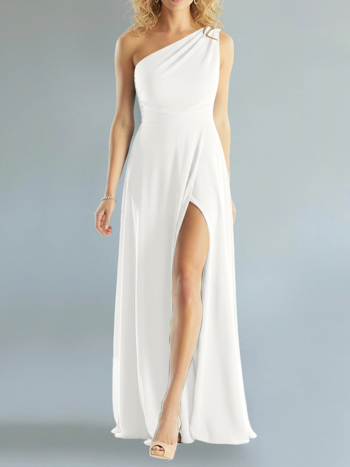 One-Shoulder Bridesmaid Dress with Slit