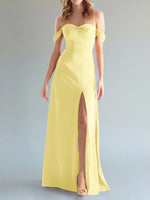 Off-the-Shoulder Slit Bridesmaid Dress 