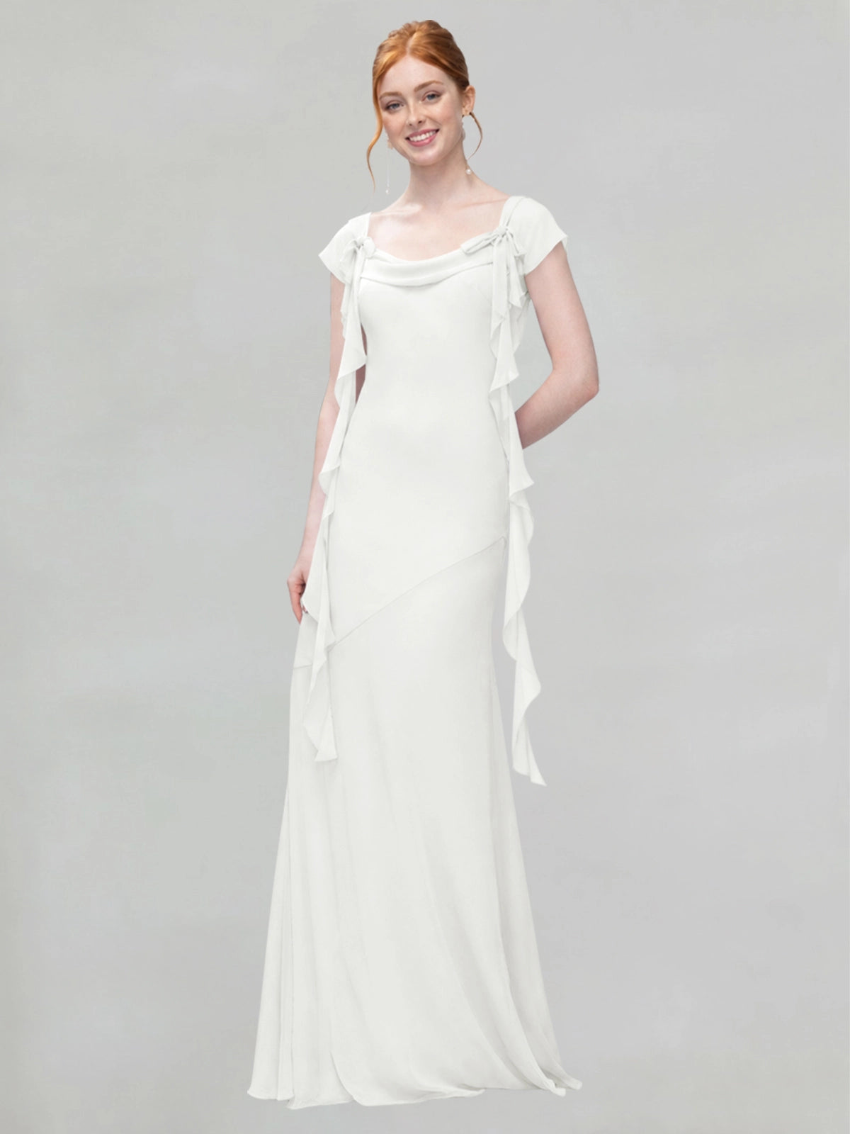 Flowy Ruffle Sheath Bridesmaid Dress 