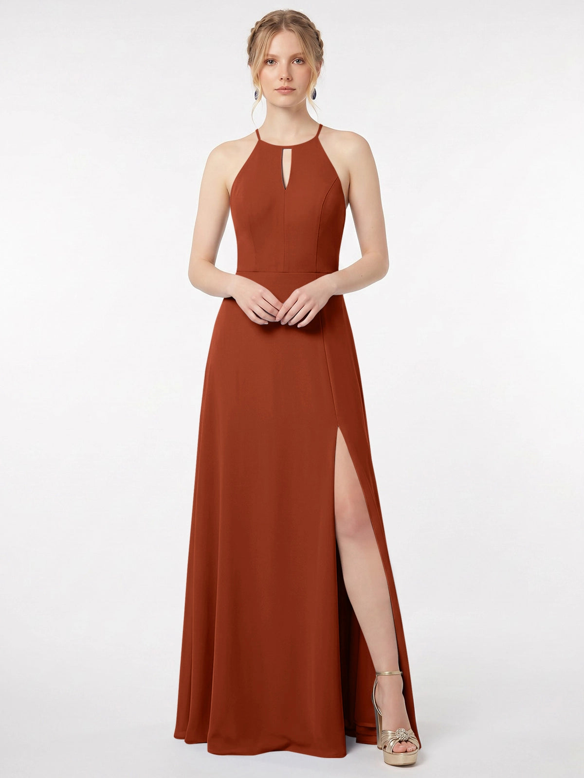 Chiffon Bridesmaid Dress with Halter 