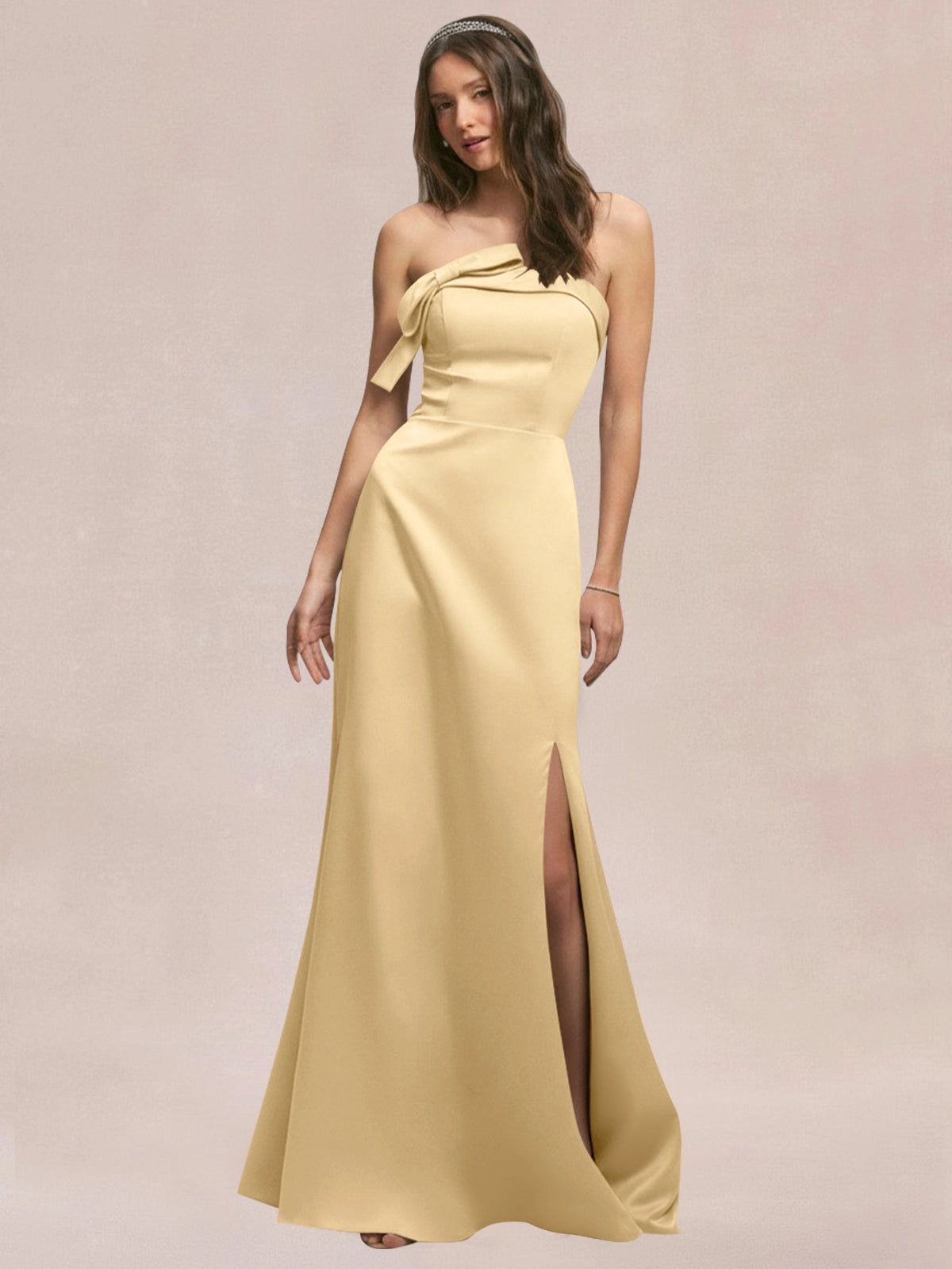 Satin Bow Accent Bridesmaid Dress 