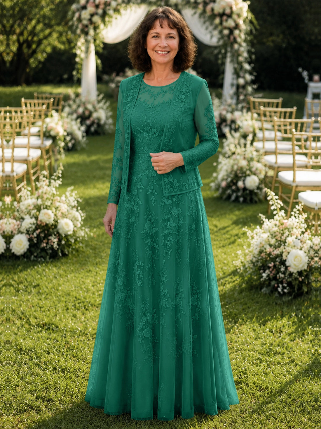 A-line Mother of the Bride Dress with Lace 