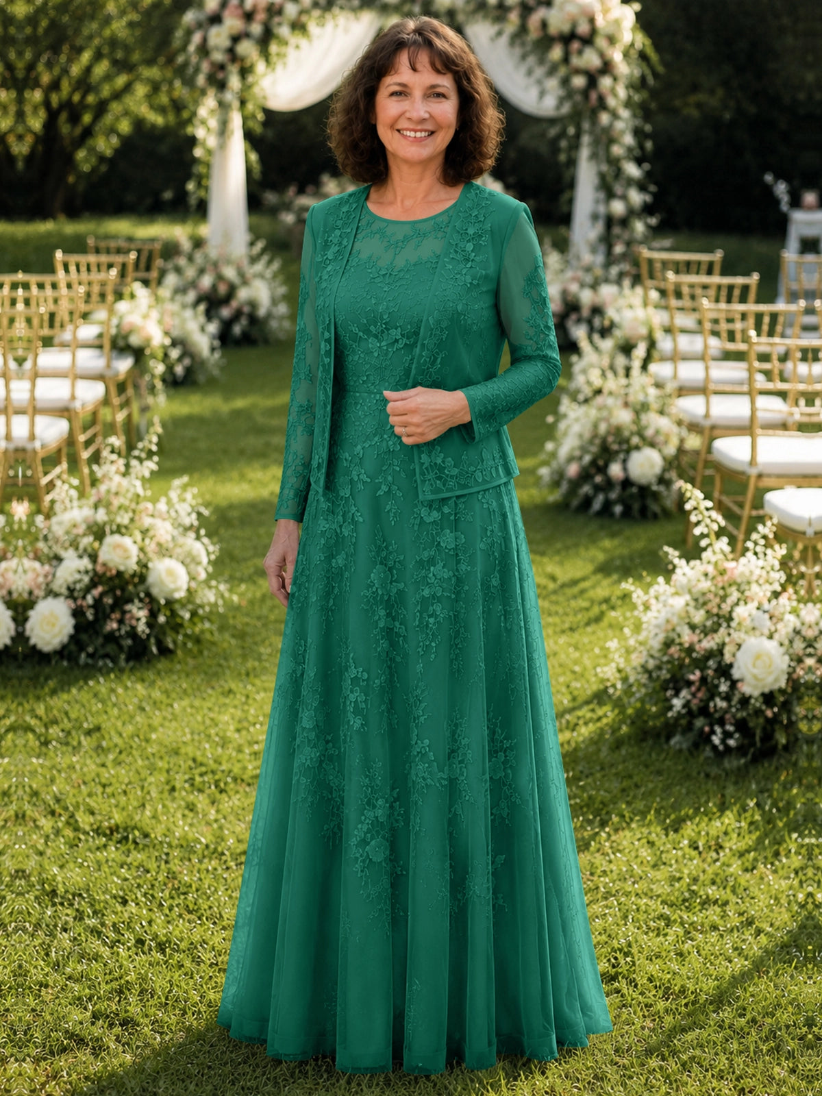 A-line Mother of the Bride Dress with Lace 