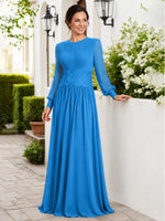 Chiffon Mother of the Bride Dress with Jewel Neckline 