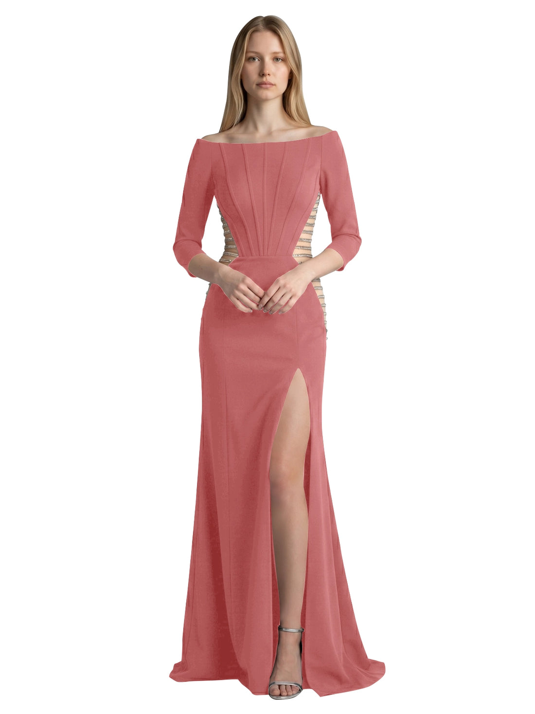 Side Cutout Slit Prom Dress 