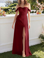 Off-the-Shoulder Slit Bridesmaid Dress 