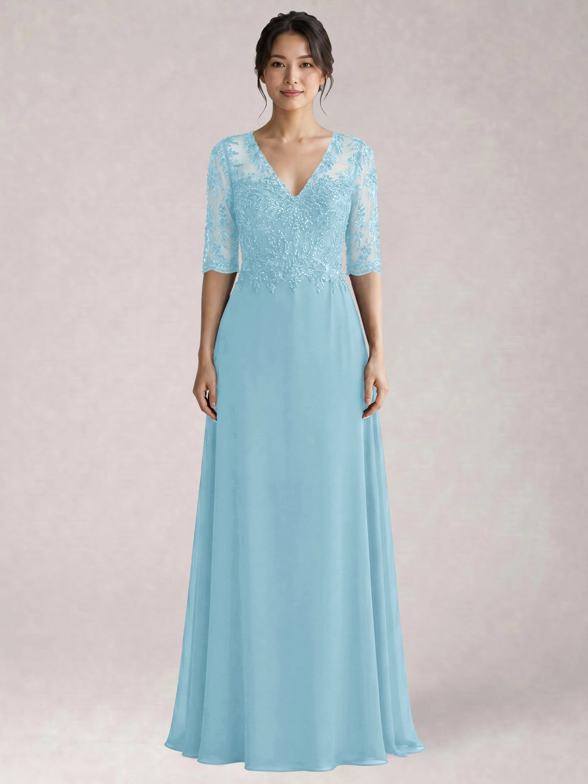 Lace Mother of the Bride Dress with Half Sleeves