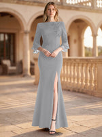 Chiffon Mother of the Bride Dress with 3/4 Sleeves