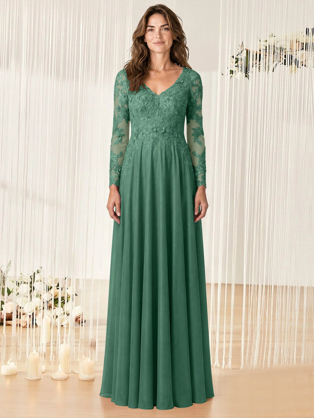 A-line Mother of the Bride Dress with Appliques