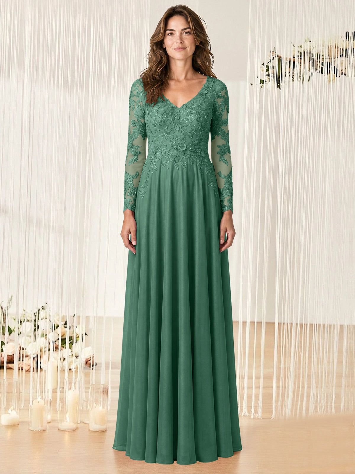 A-line Mother of the Bride Dress with Appliques