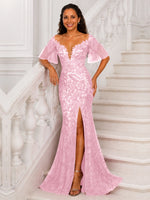 Mermaid Mother of the Bride Dress with V-neck 