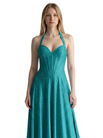 Halter Beaded Prom Dress 