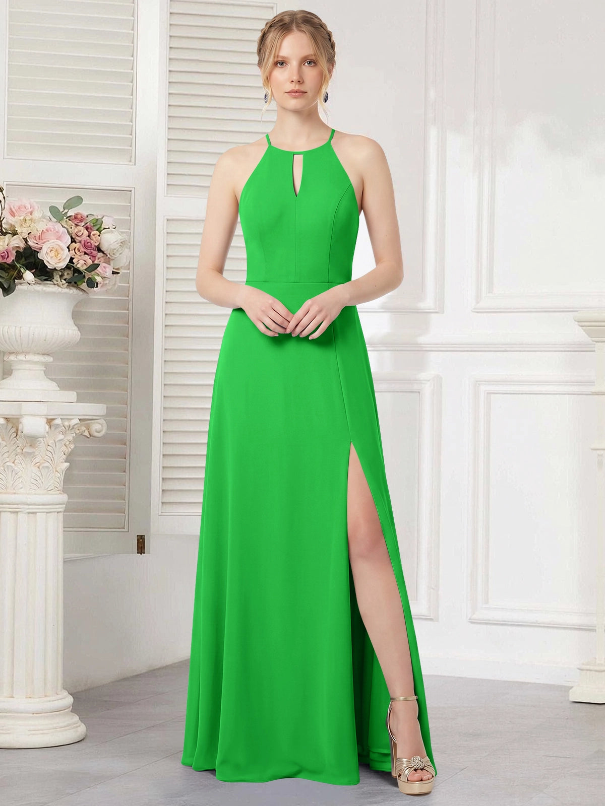 Chiffon Bridesmaid Dress with Halter 