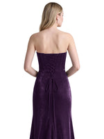 Velvet Prom Dress with Beaded Applique 