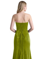 Velvet Prom Dress with Beaded Applique 