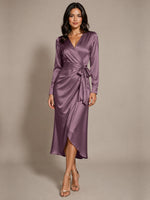 Silk-like Mother of the Bride Dress with Self-Tie Sash 