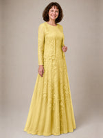A-line Mother of the Bride Dress with Lace 