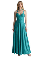 Halter Beaded Prom Dress 