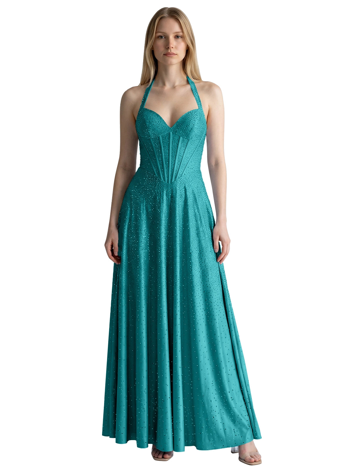 Halter Beaded Prom Dress 