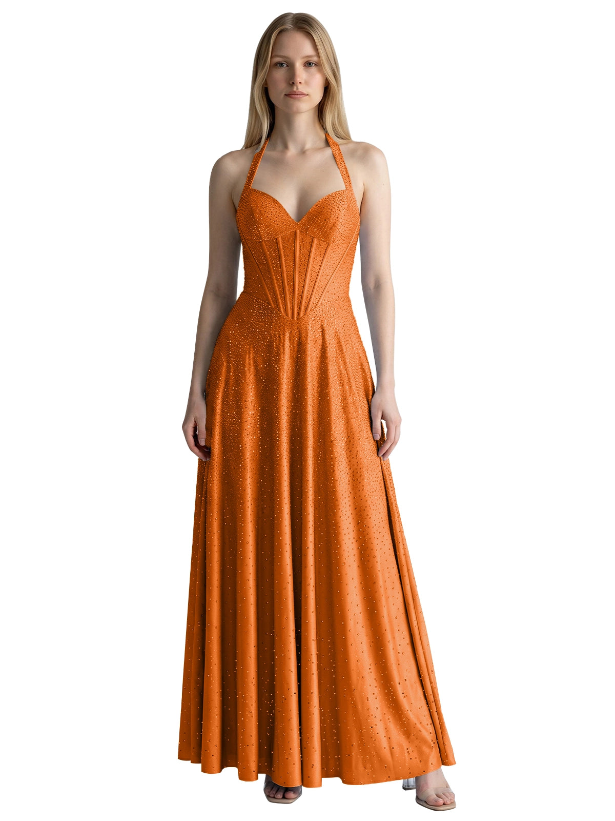 Halter Beaded Prom Dress 