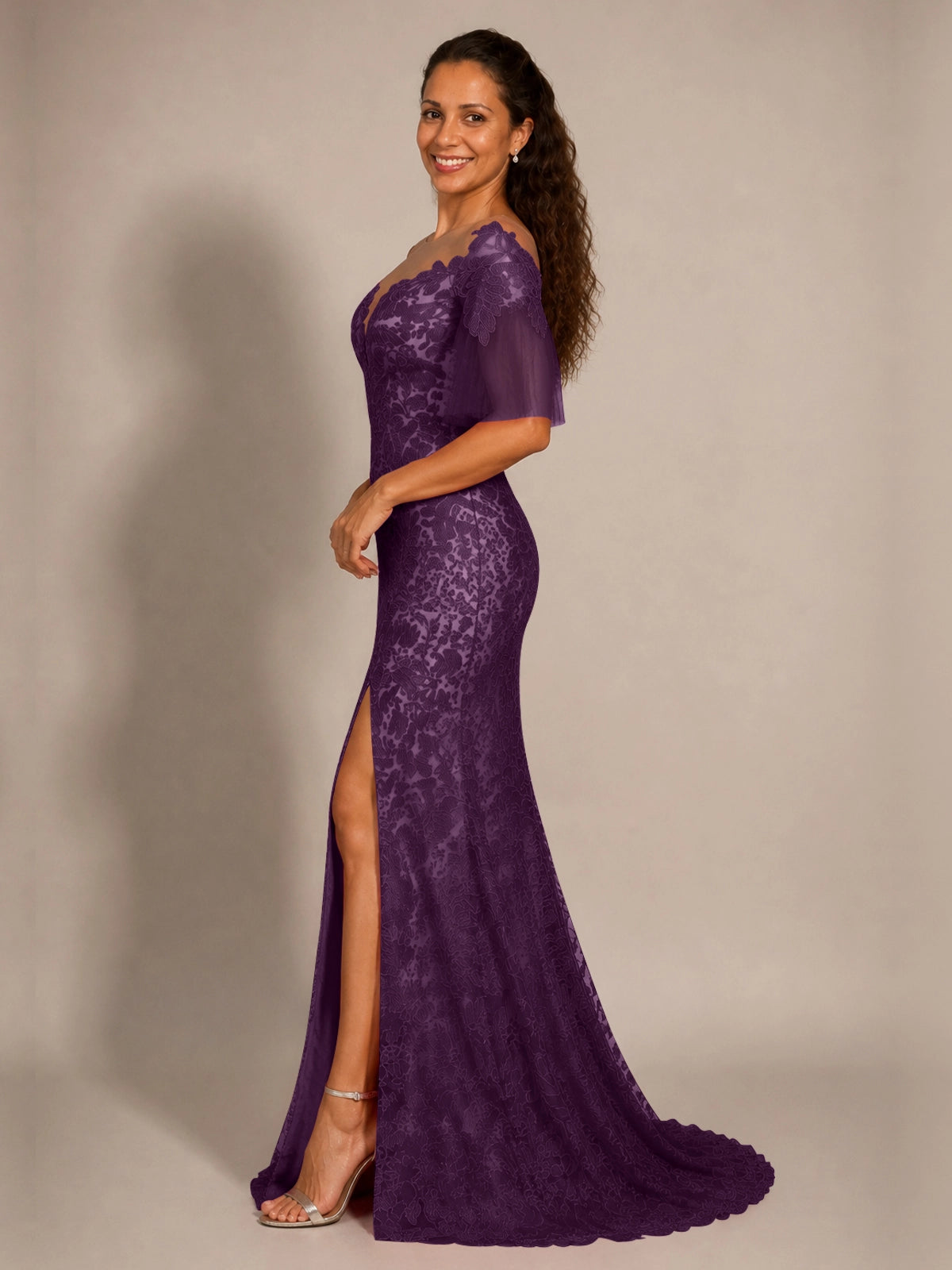 Mermaid Mother of the Bride Dress with V-neck 