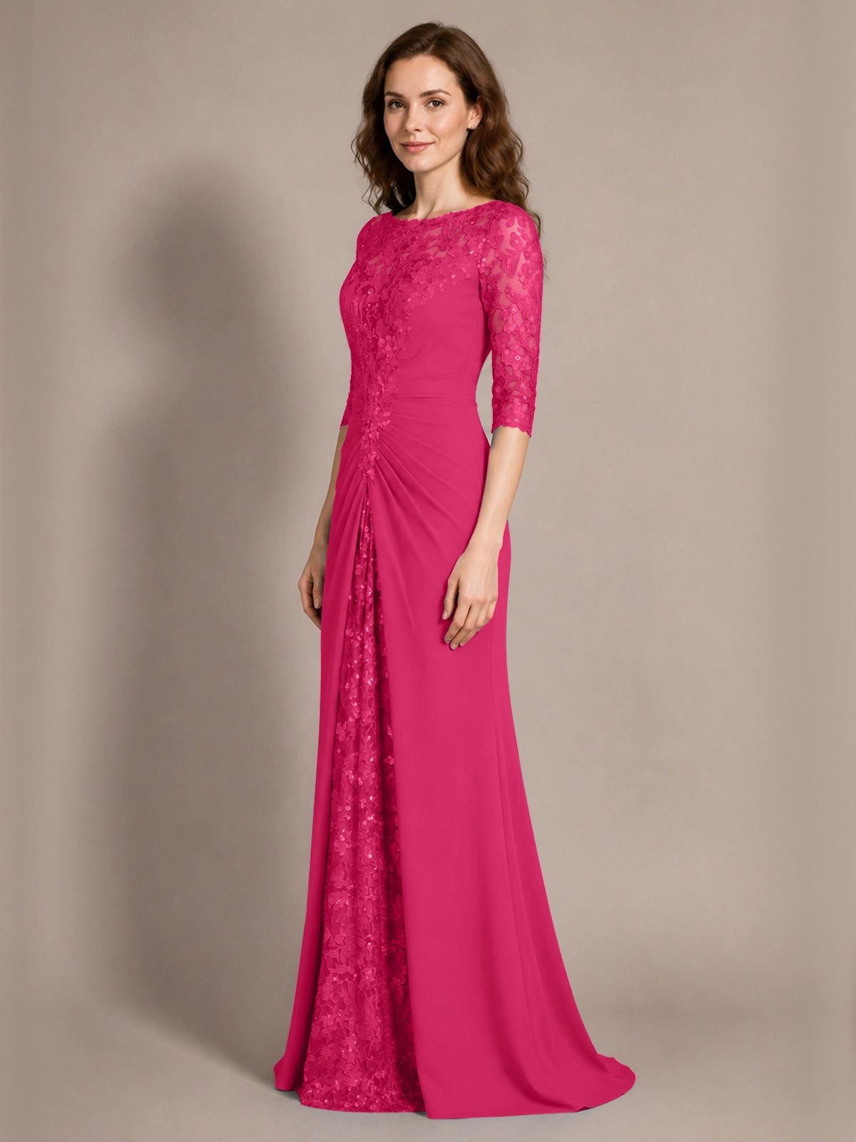 Lace Mother of the Bride Dress with Applique 