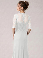 Lace Mother of the Bride Dress with Half Sleeves