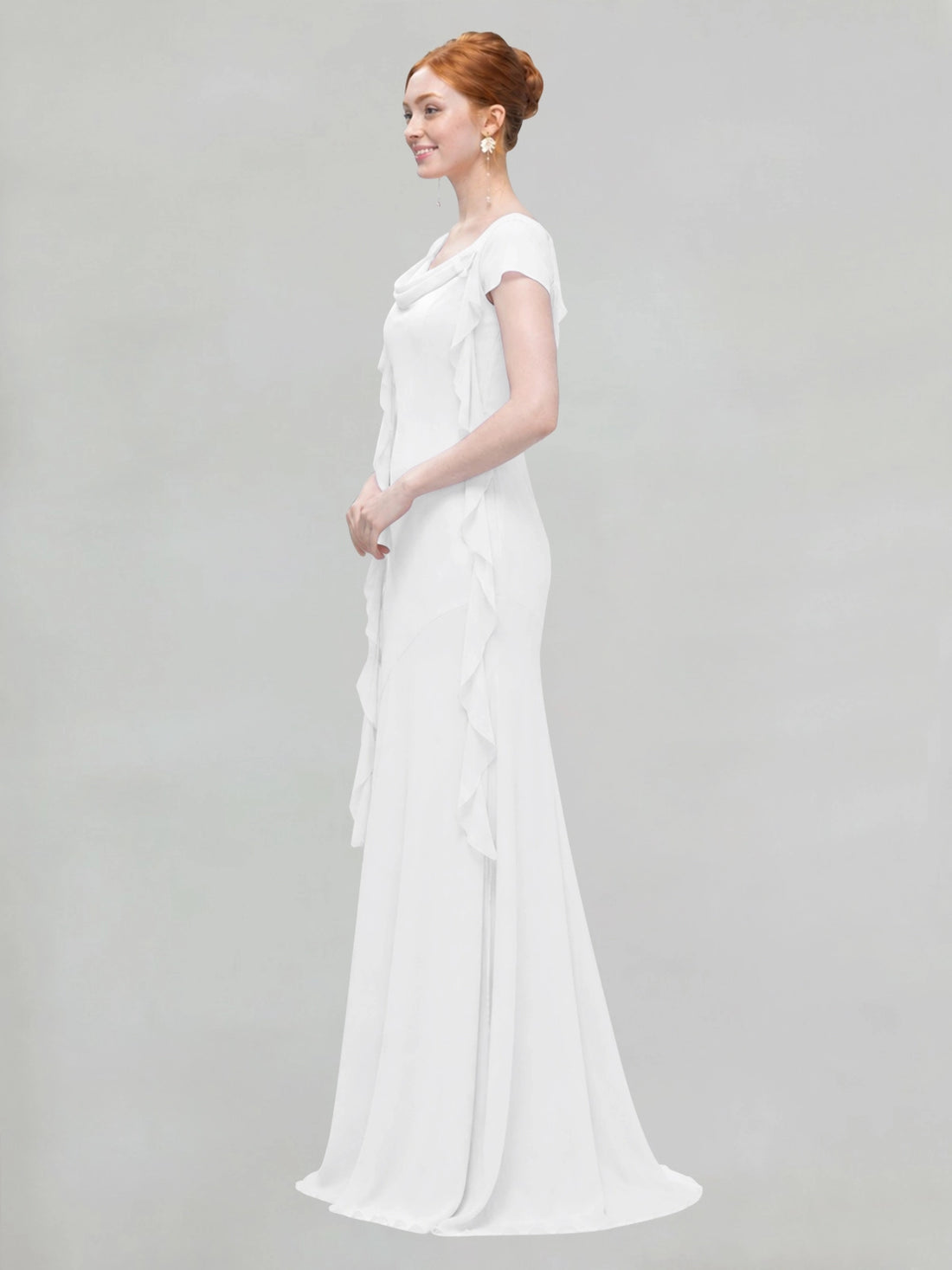 Flowy Ruffle Sheath Bridesmaid Dress 