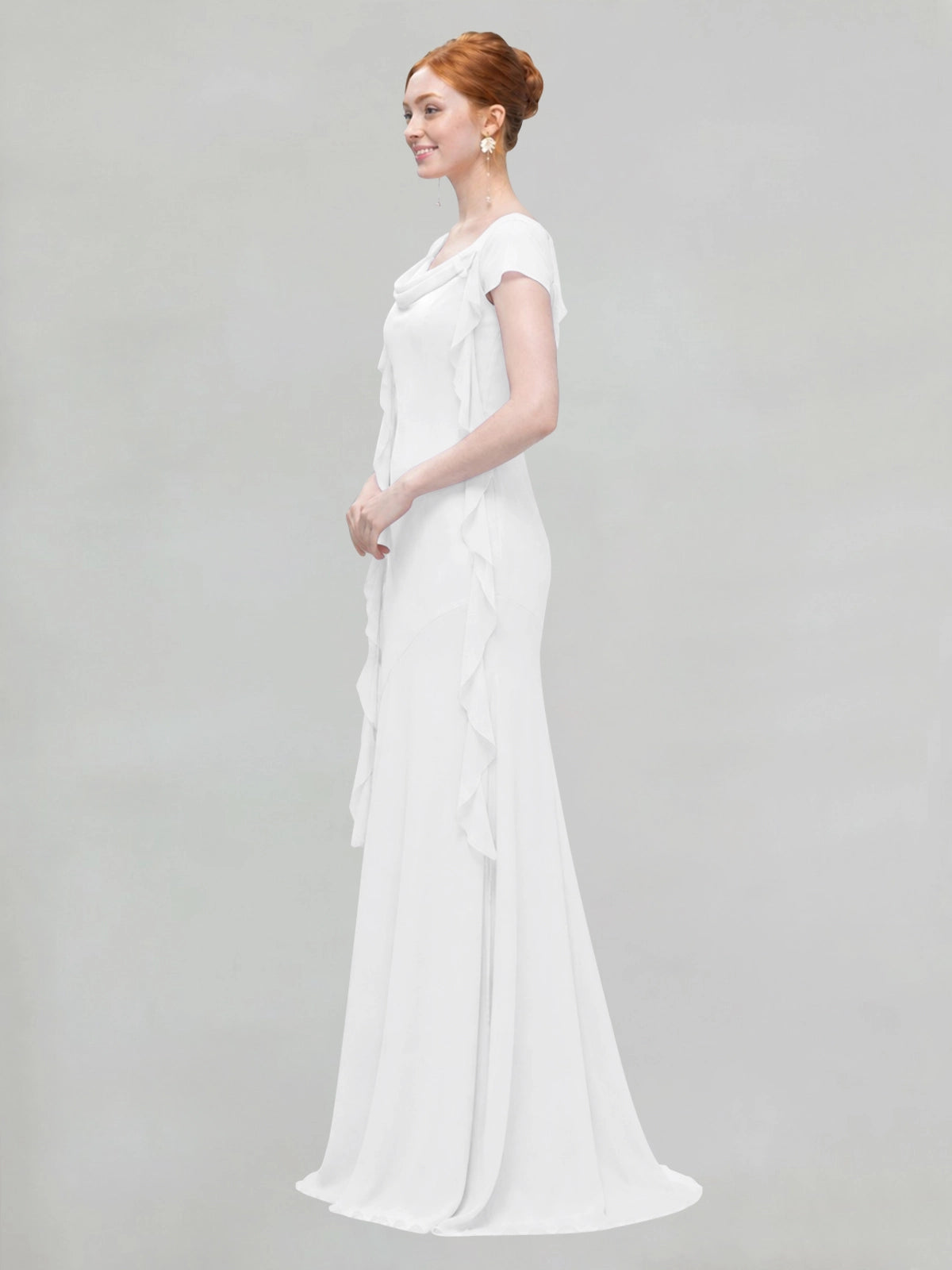 Flowy Ruffle Sheath Bridesmaid Dress 