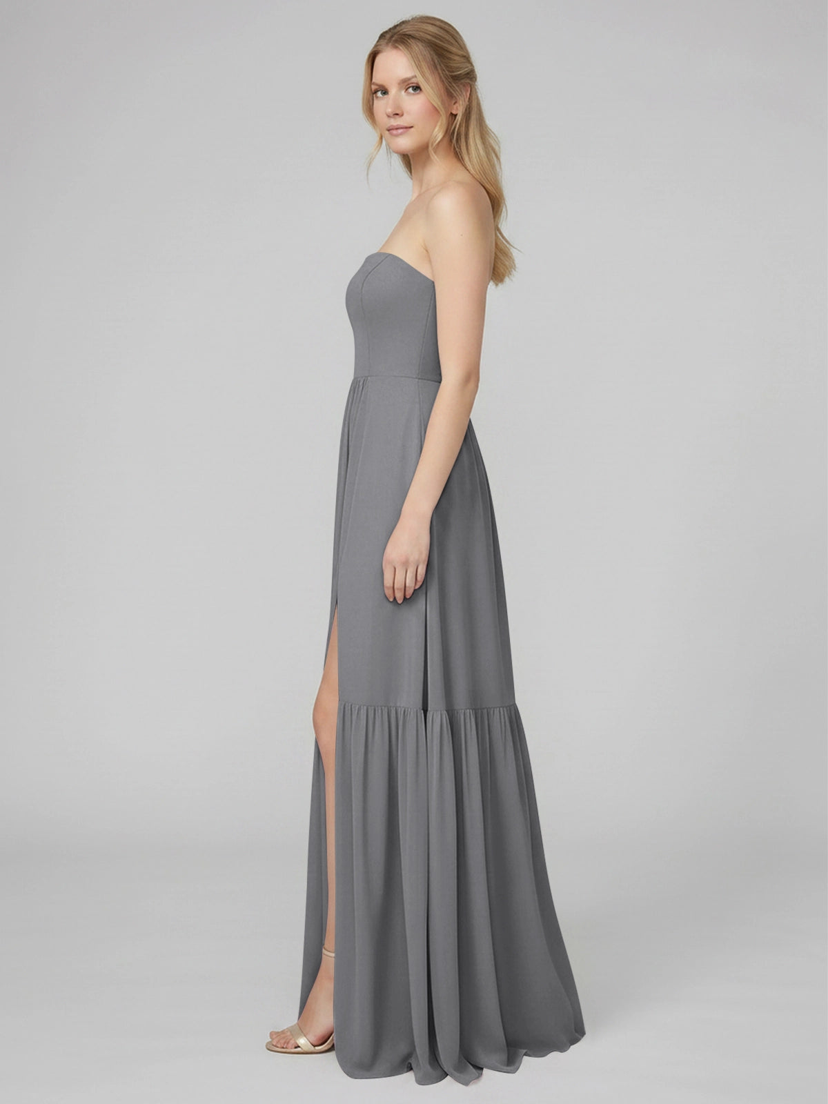 Strapless Bridesmaid Dress with Slit 