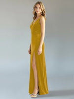 Velvet Bridesmaid Dress with Slit 
