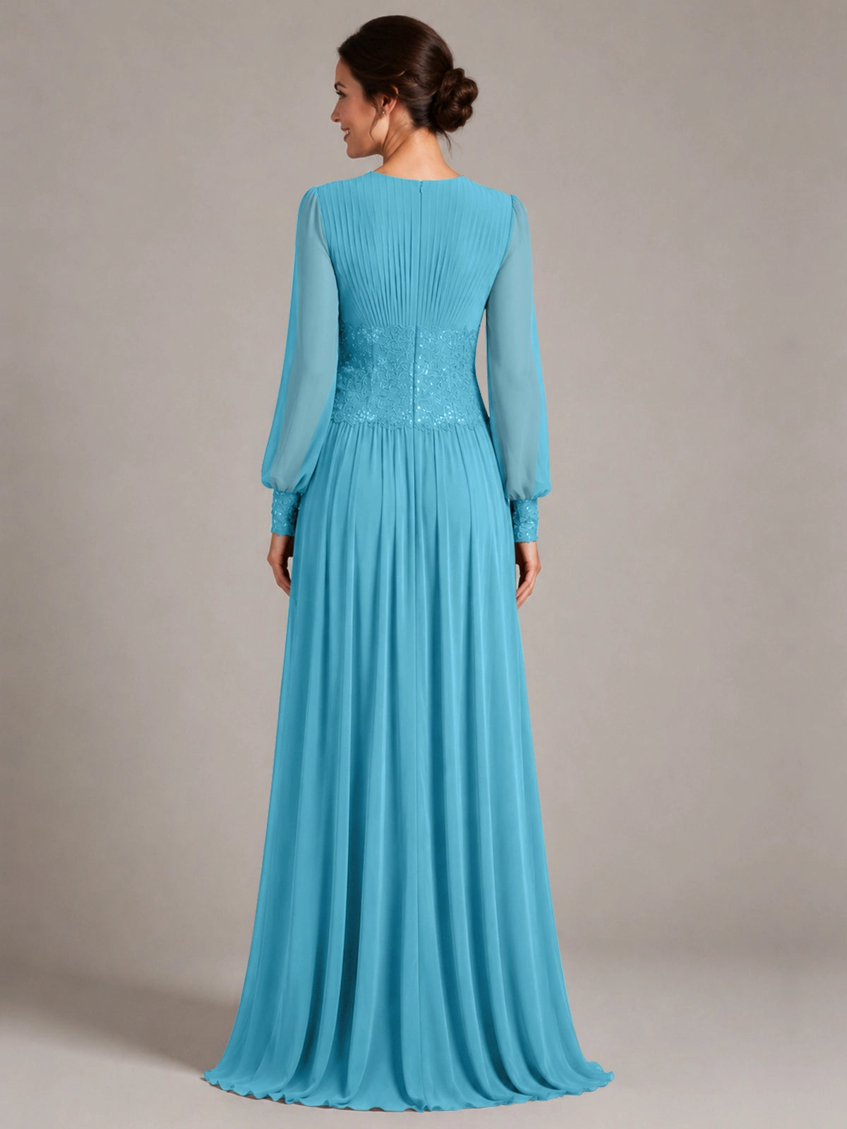 Chiffon Mother of the Bride Dress with Jewel Neckline 