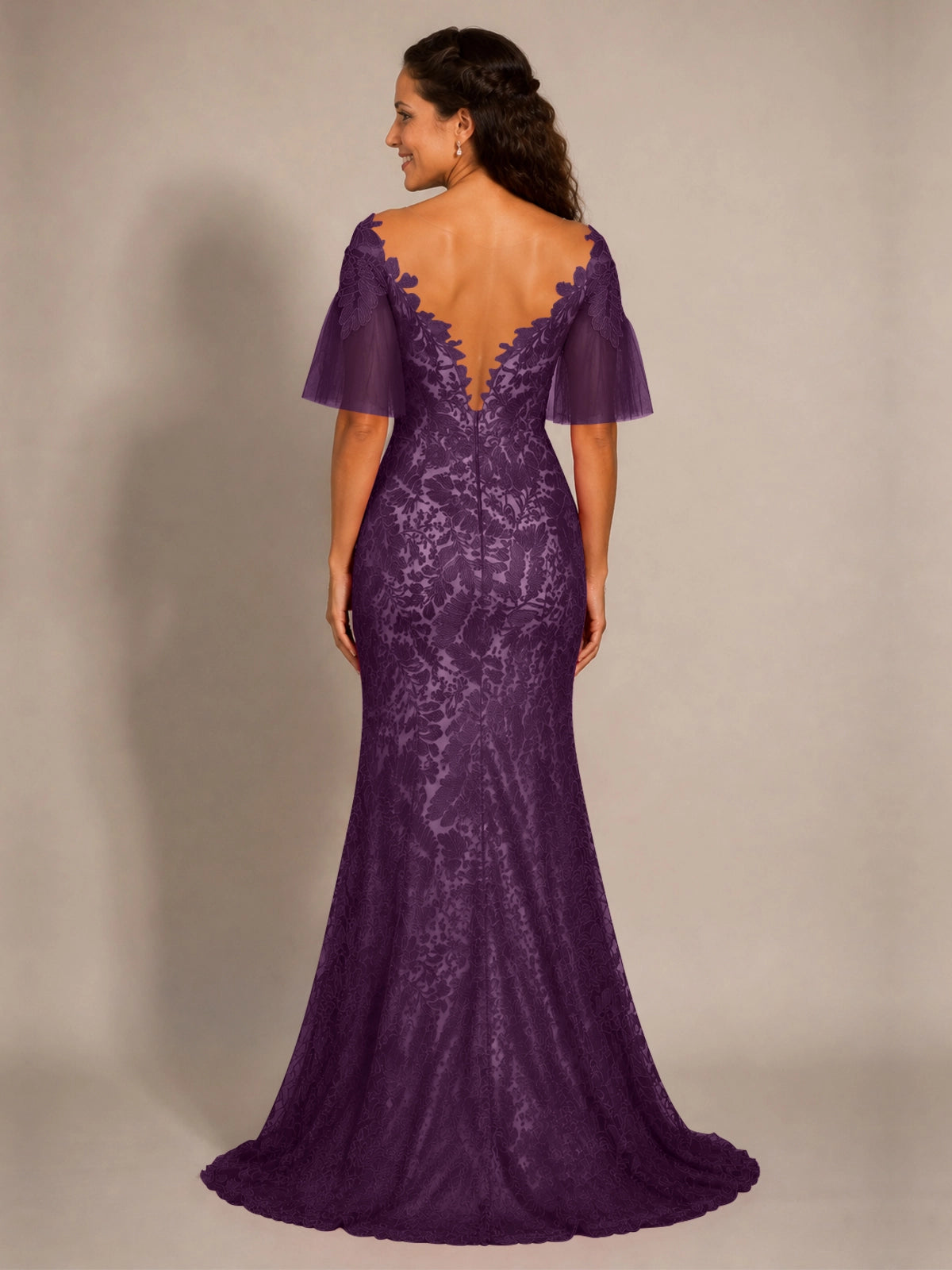 Mermaid Mother of the Bride Dress with V-neck 