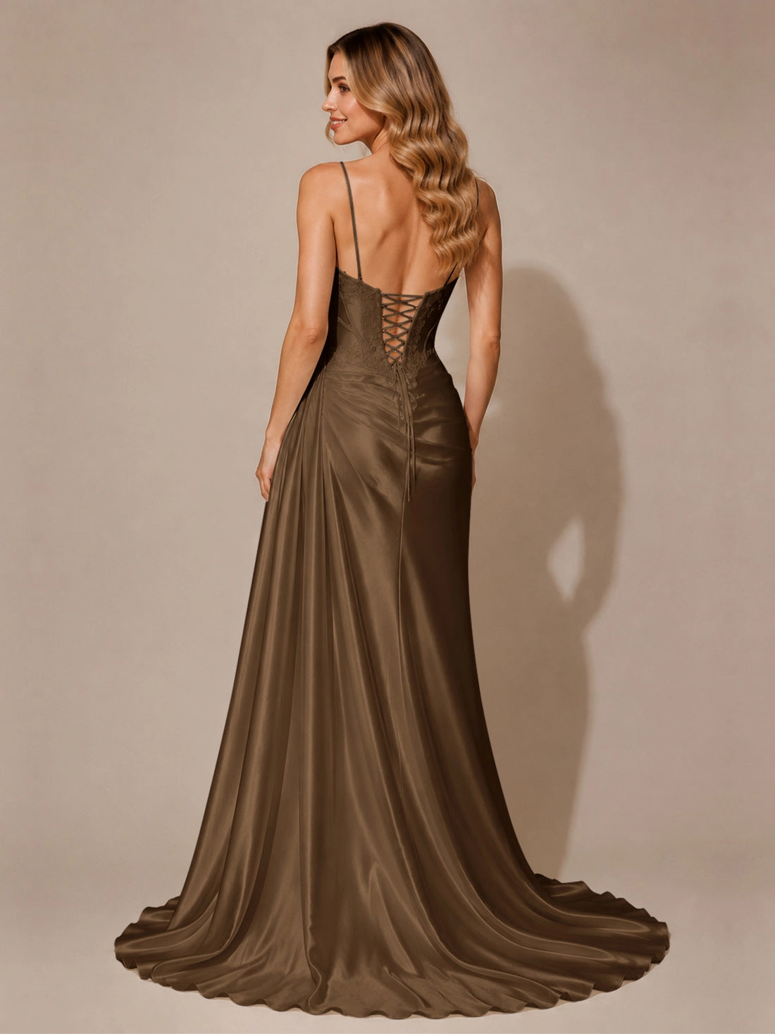 Silk-like Prom Dress with Appliques