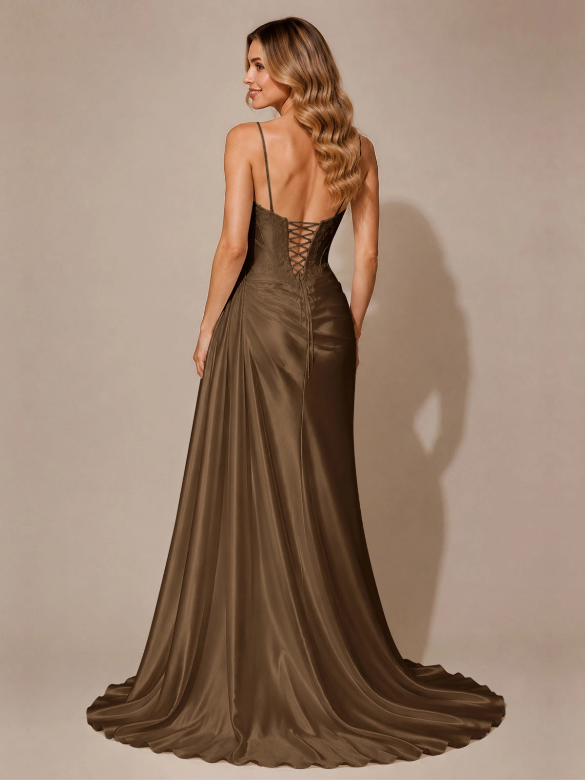 Silk-like Prom Dress with Appliques