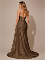 Silk-like Prom Dress with Appliques