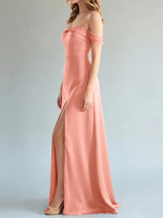 Off-the-Shoulder Slit Bridesmaid Dress 