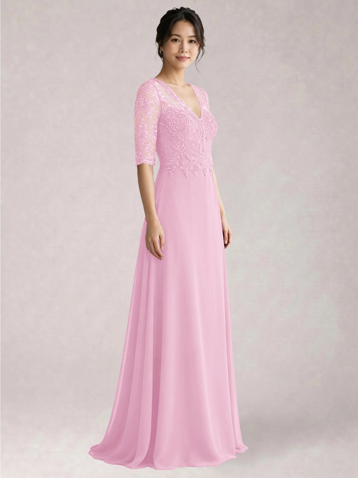 Lace Mother of the Bride Dress with Half Sleeves
