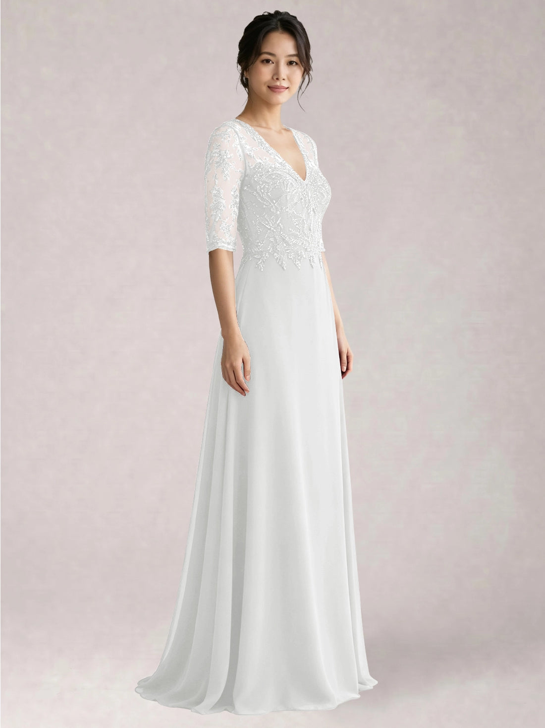 Lace Mother of the Bride Dress with Half Sleeves