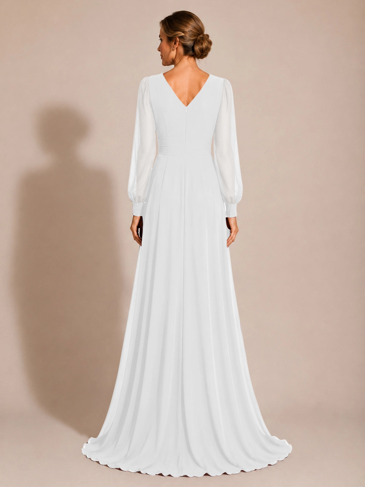 Chiffon Mother of the Bride Dress with Long Sleeves 