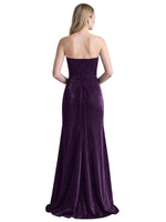 Velvet Prom Dress with Beaded Applique 