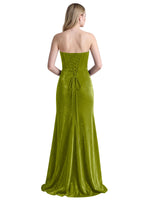 Velvet Prom Dress with Beaded Applique 